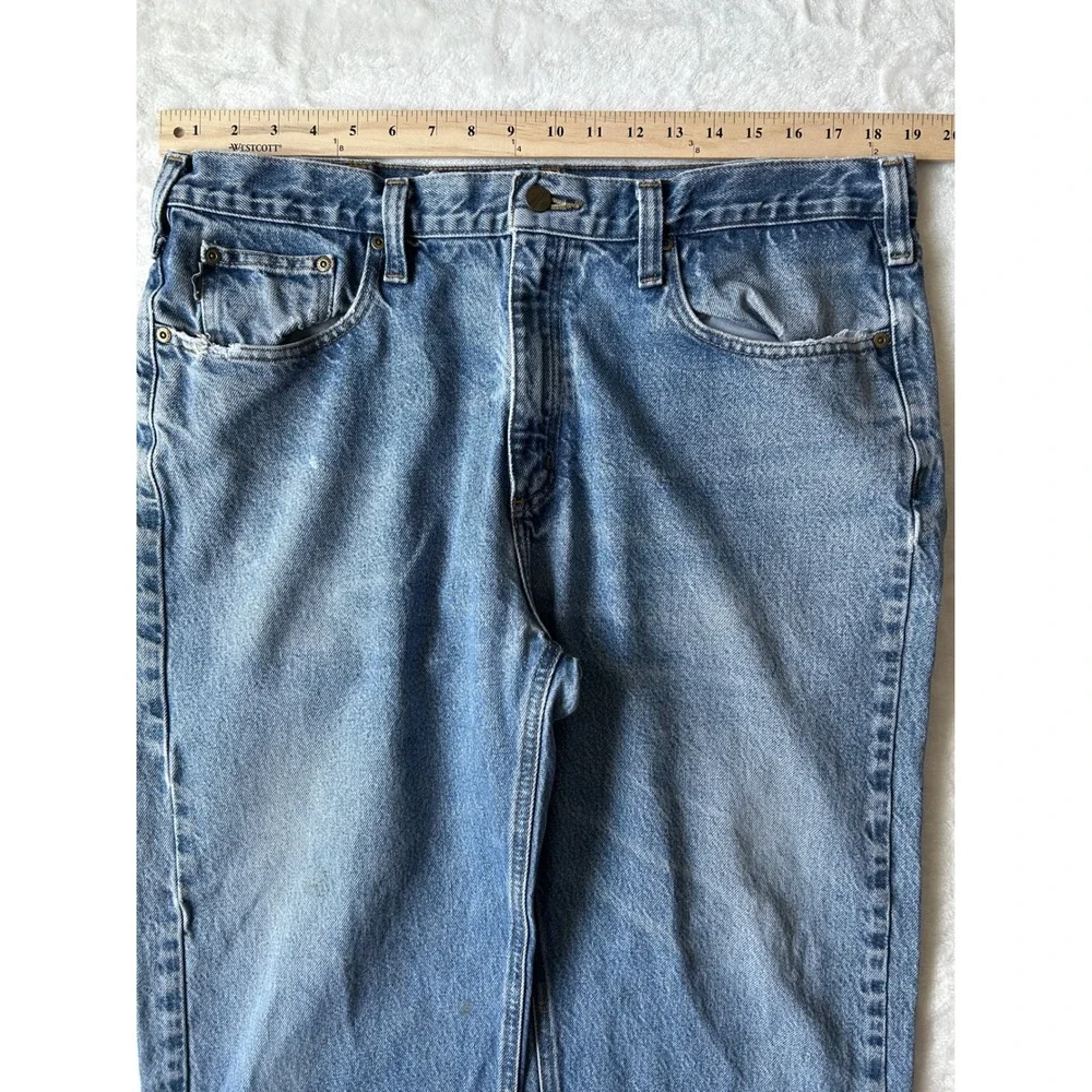 Carhartt Mens Relaxed Fit Straight Leg Blue Denim Jeans 38x32 B460W Medium Wash